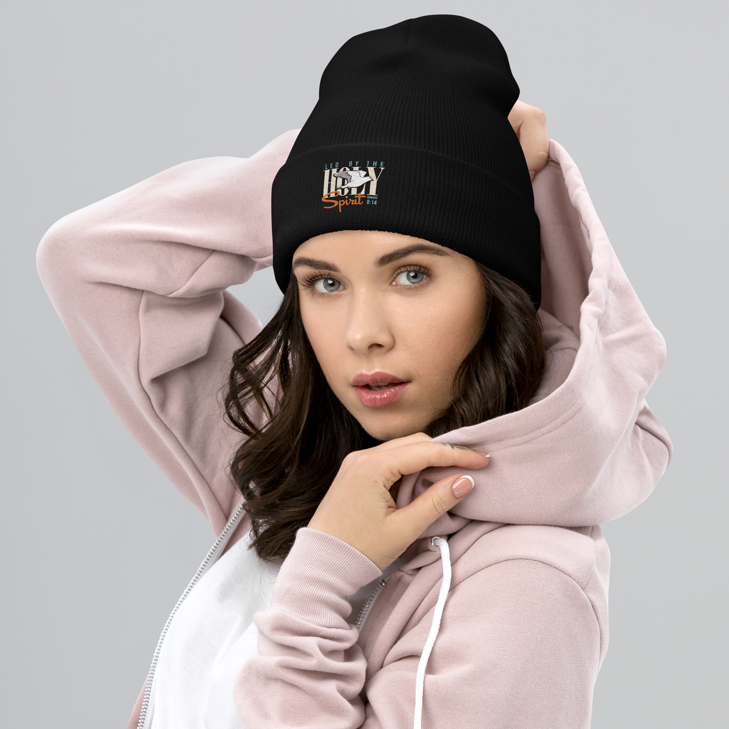 Justified In Christ Led by the Holy Spirit Embroidered Beanie | Galatians 5:18 Christian Winter Hat