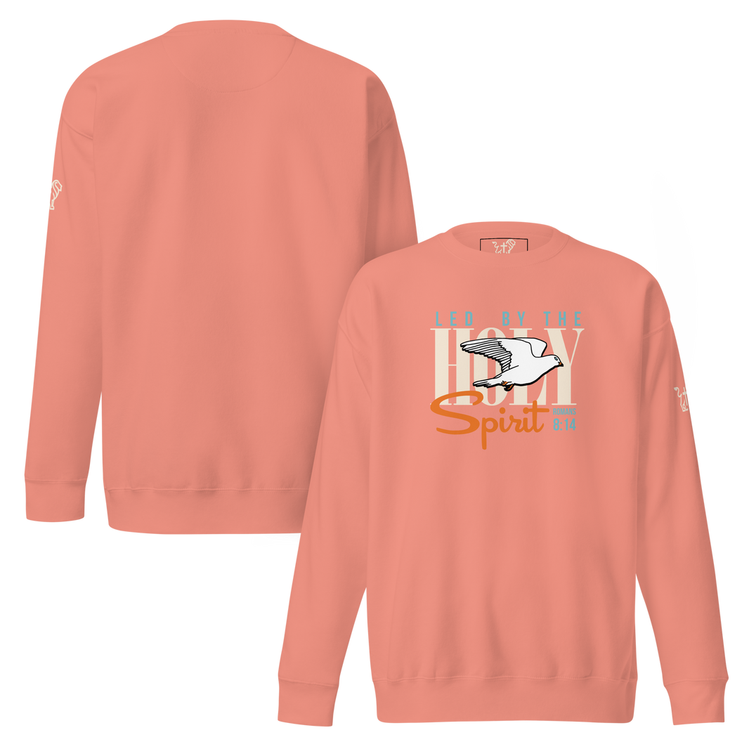 Justified In Christ Led by the Holy Spirit Rose Crewneck Sweatshirt | Galatians 5:18 Christian Apparel