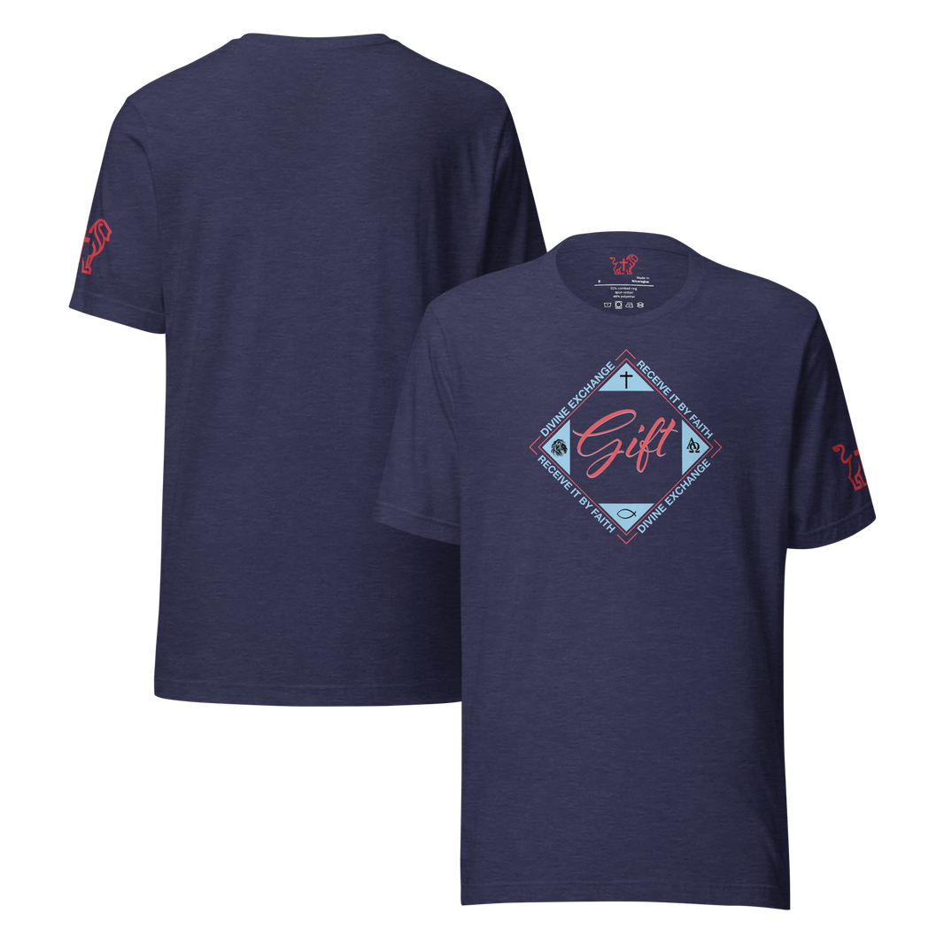 Justified In Christ Divine Exchange Navy T-Shirt | 2 Corinthians 5:21 Christian Tee