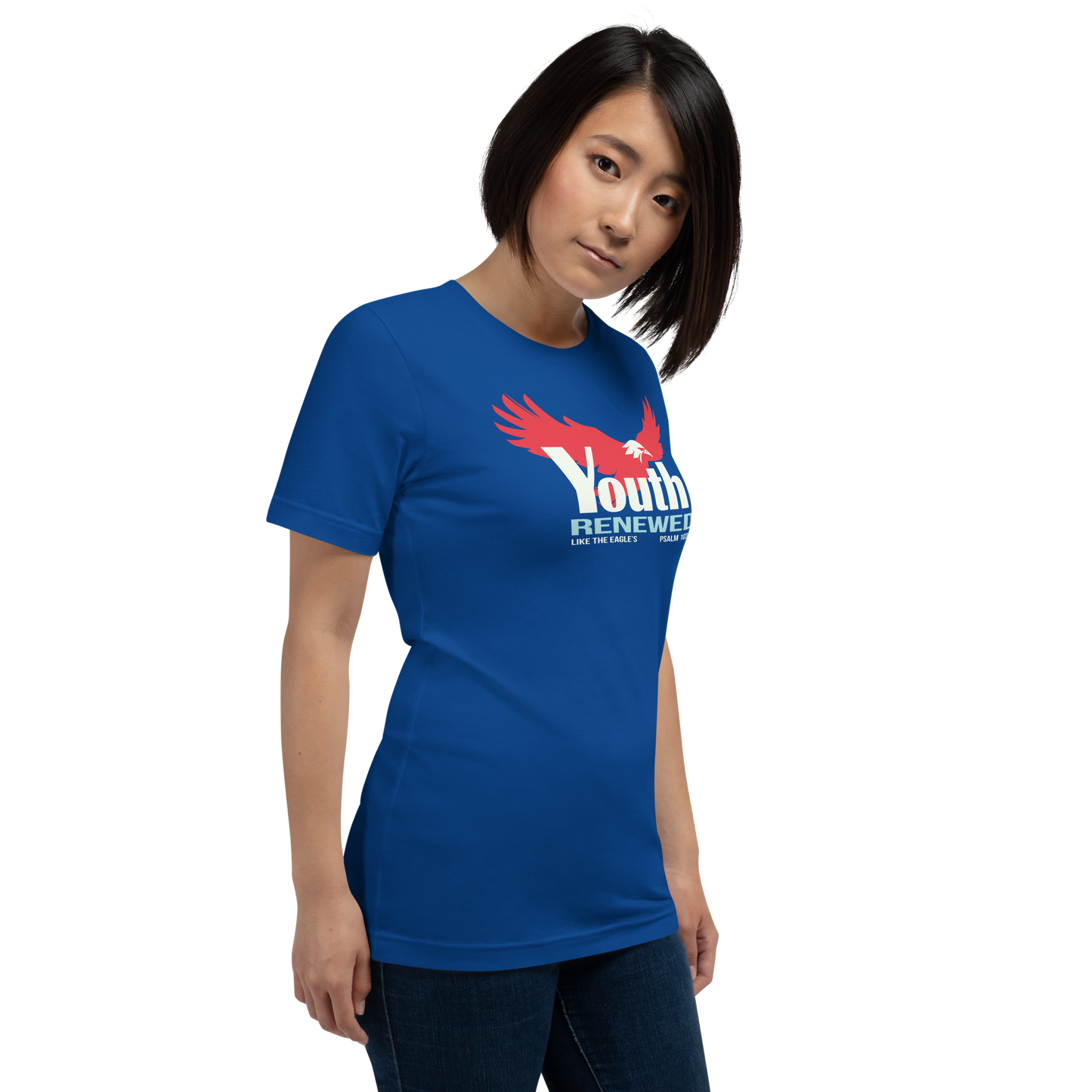 Justified In Christ Youth Renewed T-Shirt | Psalm 103:5 Christian Tee