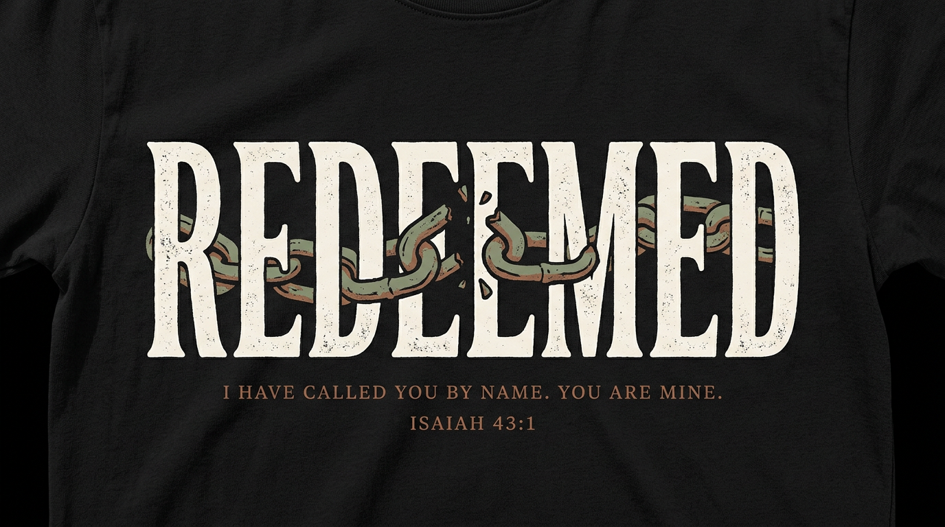 Justified In Christ Redeemed T-Shirt | Isaiah 43:1 Christian Tee
