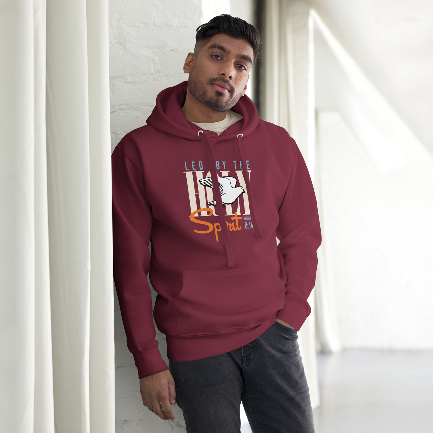 Justified In Christ Led by the Holy Spirit Maroon Hoodie | Galatians 5:18 Christian Hoodie