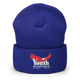 Justified In Christ Youth Renewed Embroidered Beanie | Psalm 103:5 Christian Winter Hat