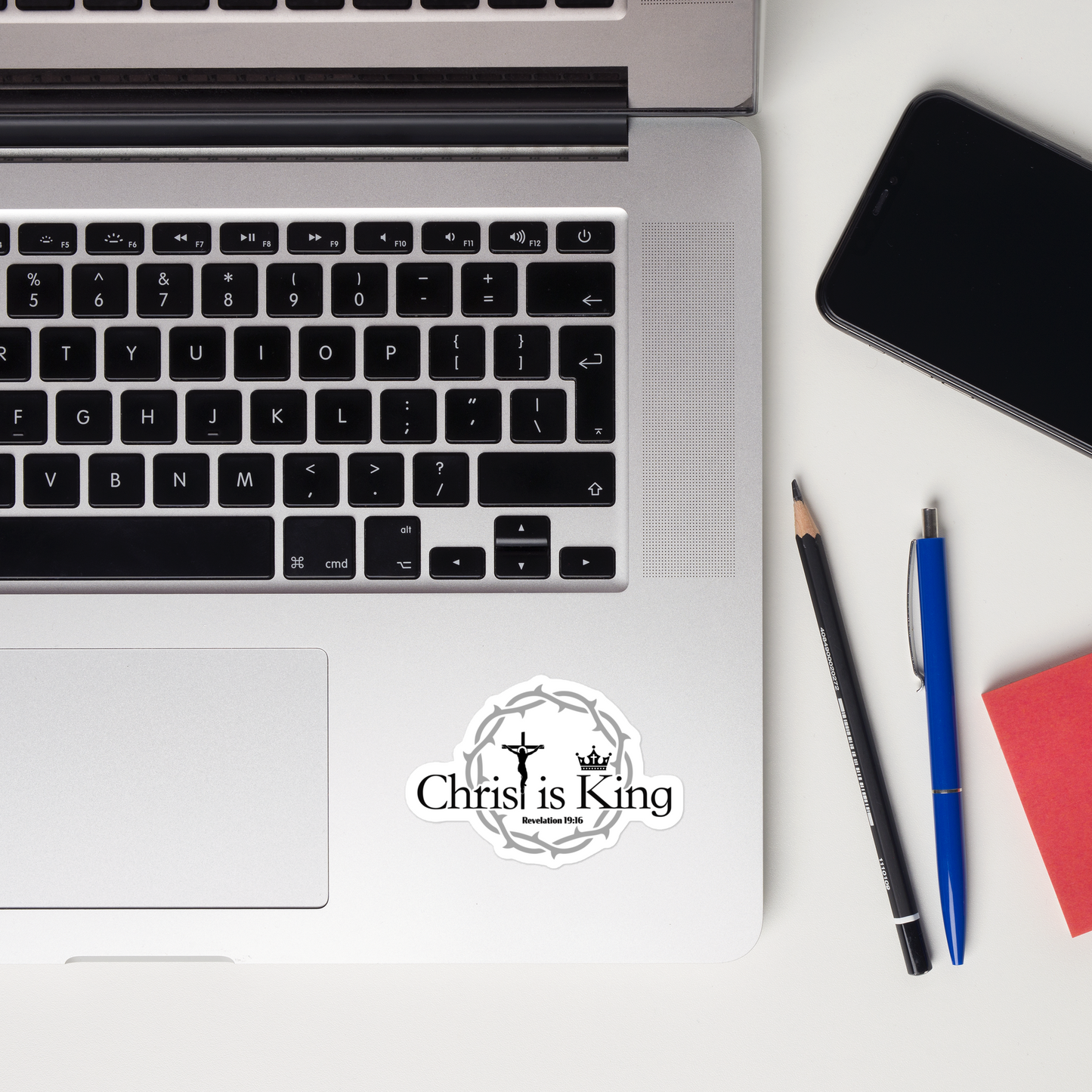 Justified In Christ Christ is King Sticker | Revelation 19:16 Christian Sticker