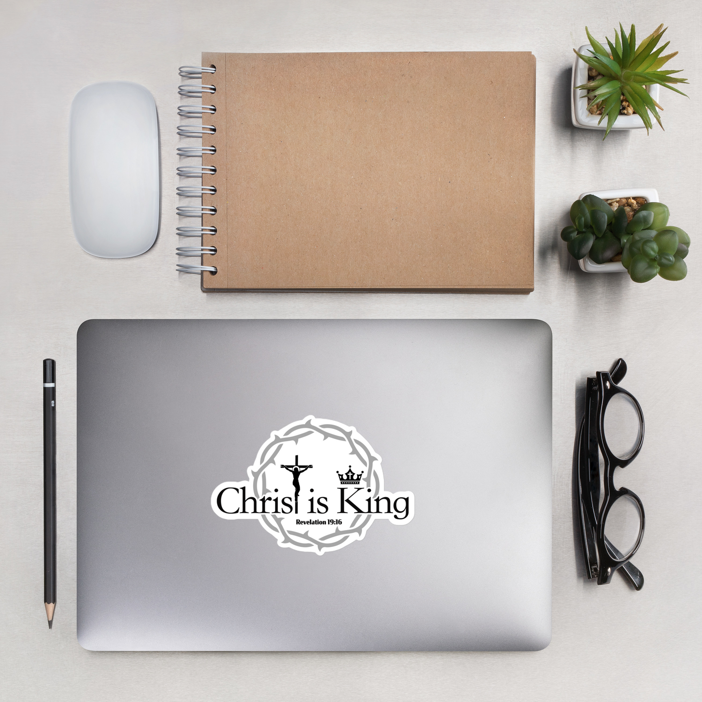 Justified In Christ Christ is King Sticker | Revelation 19:16 Christian Sticker