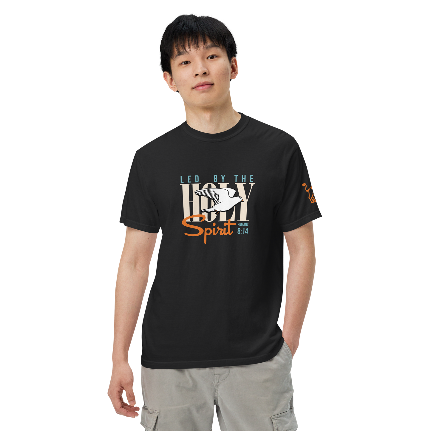 Justified In Christ Led by the Holy Spirit Heavyweight T-Shirt | Galatians 5:18 Christian Tee
