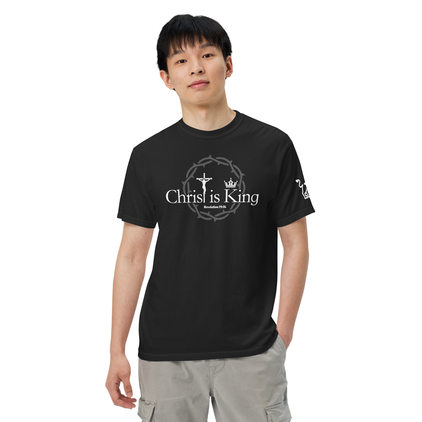 Justified In Christ Christ is King Heavyweight T-Shirt | Revelation 19:16 Christian Tee