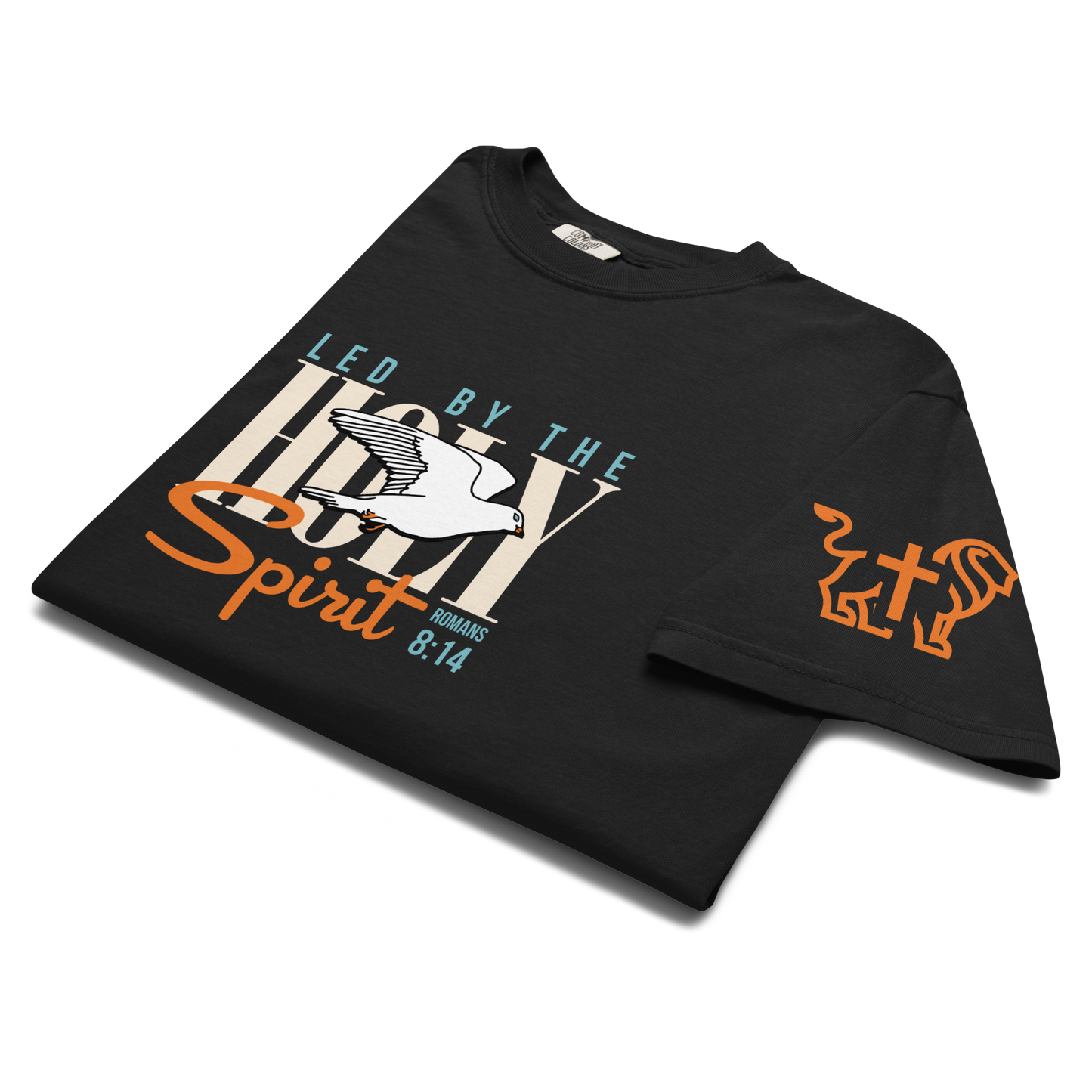Justified In Christ Led by the Holy Spirit Heavyweight T-Shirt | Galatians 5:18 Christian Tee