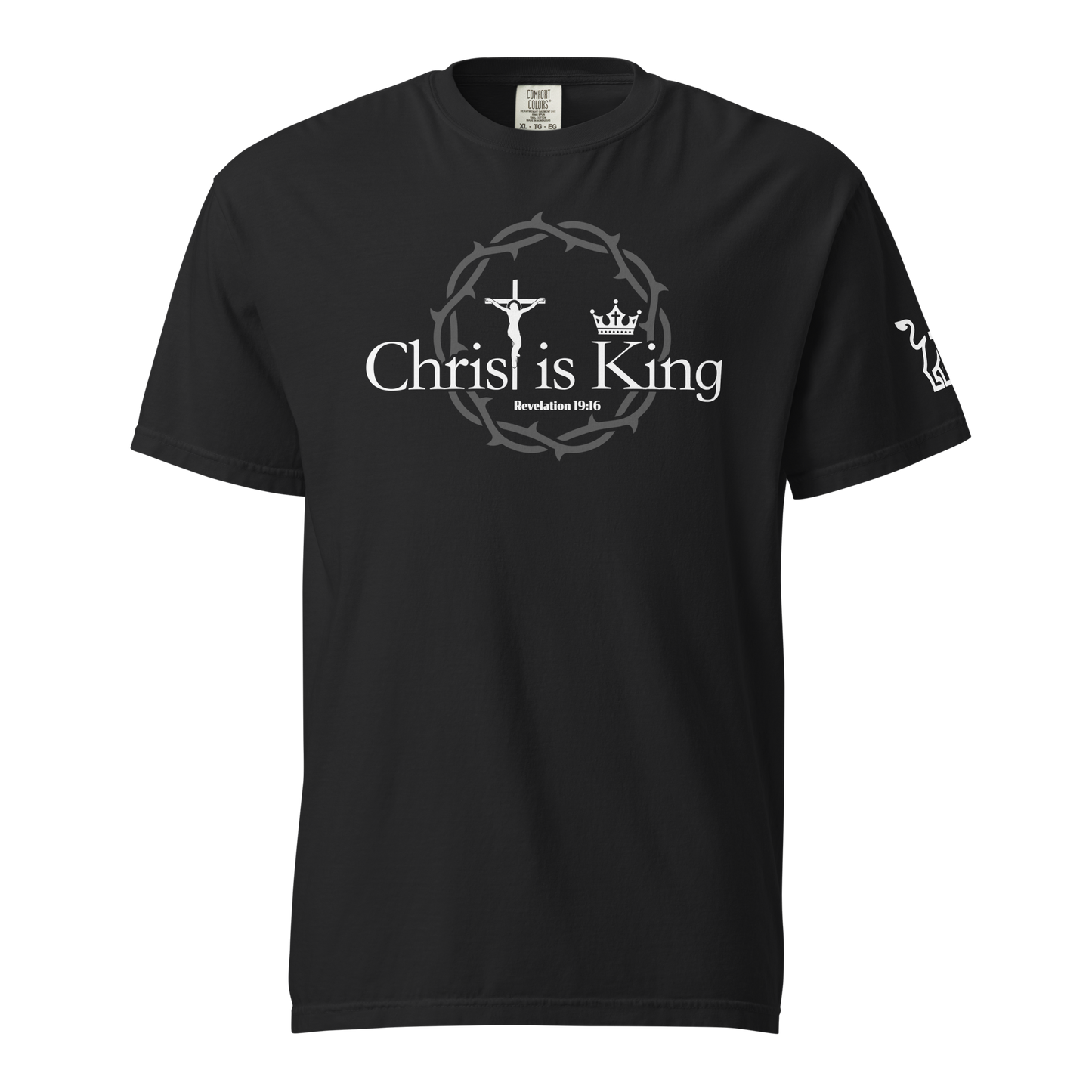 Justified In Christ Christ is King Heavyweight T-Shirt | Revelation 19:16 Christian Tee