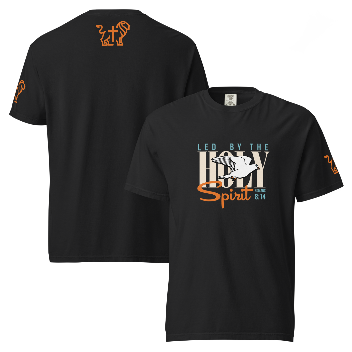 Justified In Christ Led by the Holy Spirit Heavyweight T-Shirt | Galatians 5:18 Christian Tee