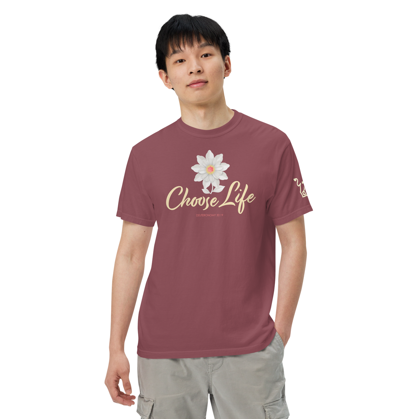 Justified In Christ Choose Life Heavyweight T-Shirt | Deuteronomy 30:19 Christian Tee