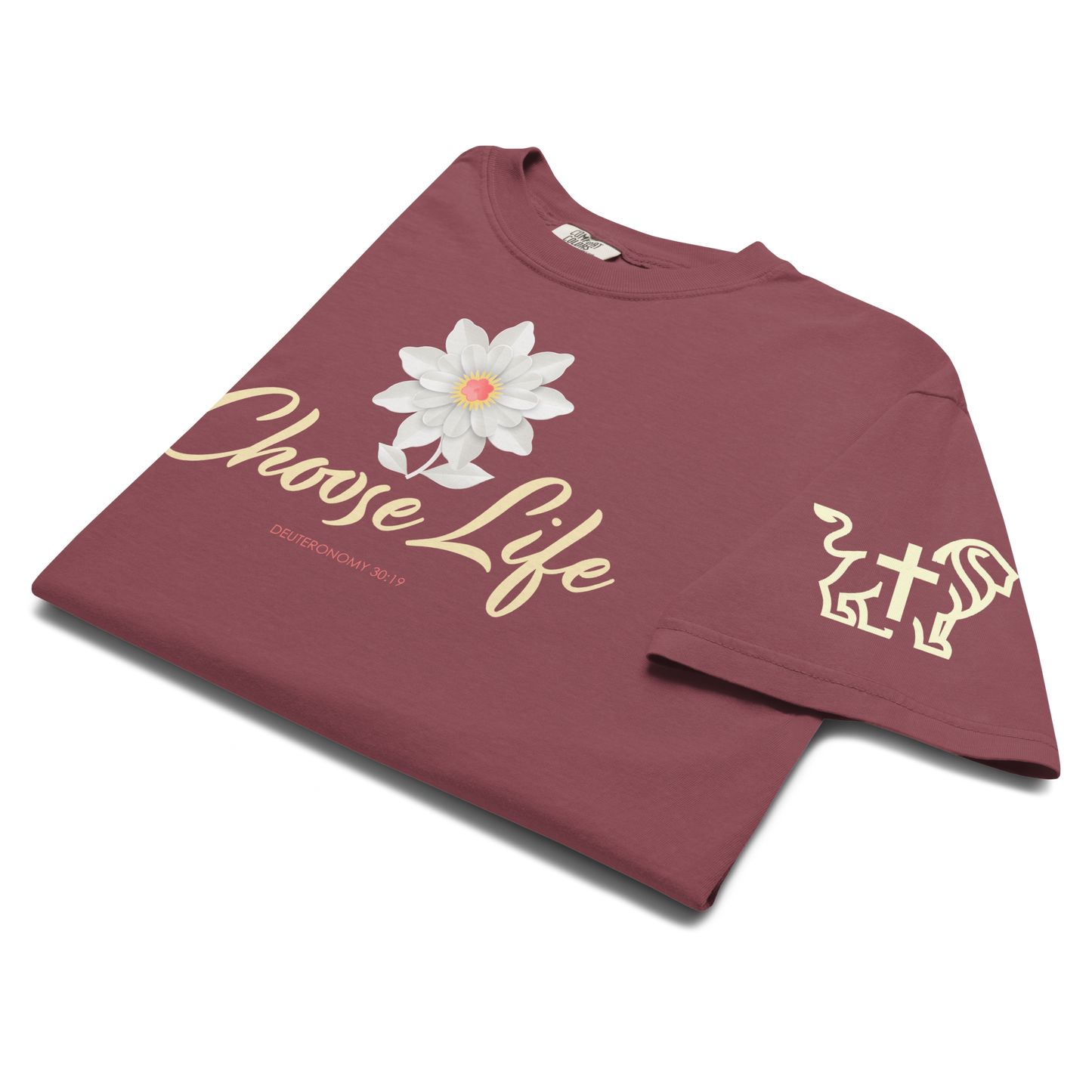 Justified In Christ Choose Life Heavyweight T-Shirt | Deuteronomy 30:19 Christian Tee