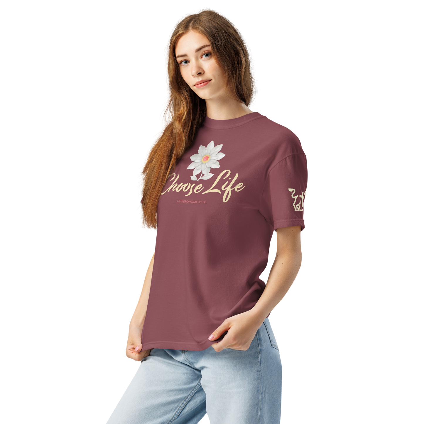 Justified In Christ Choose Life Heavyweight T-Shirt | Deuteronomy 30:19 Christian Tee