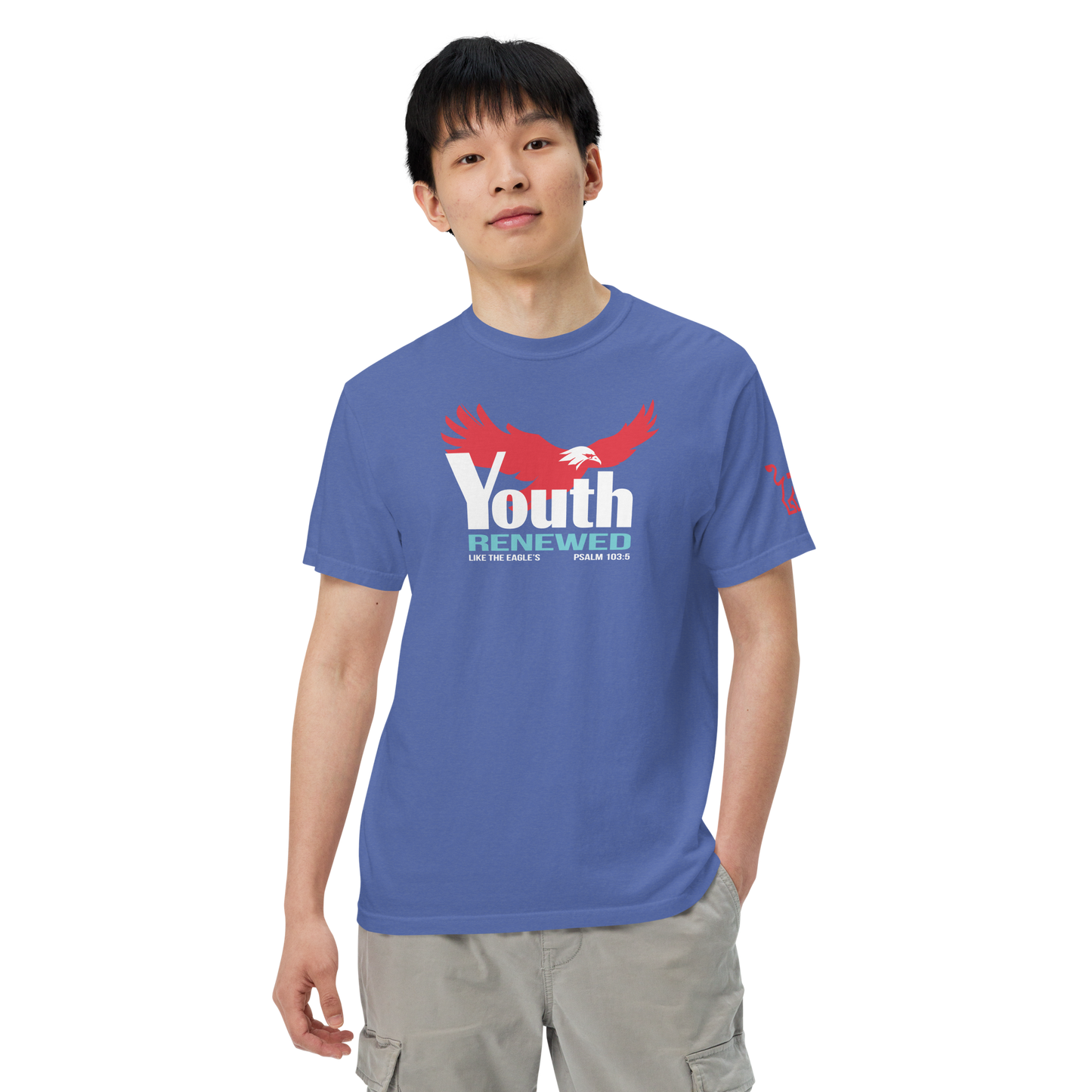 Justified In Christ Youth Renewed Heavyweight T-Shirt | Psalm 103:5 Christian Tee