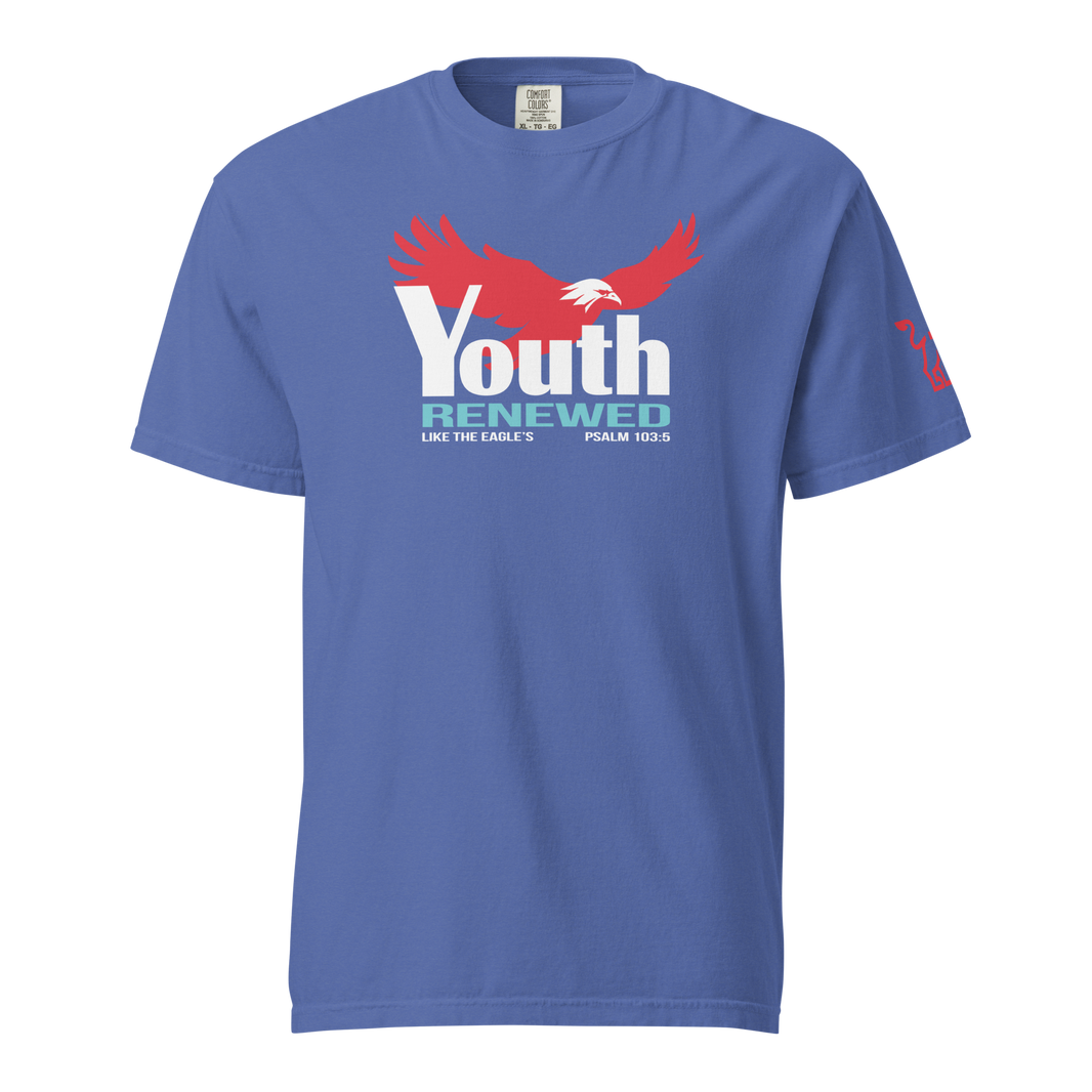 Justified In Christ Youth Renewed Heavyweight T-Shirt | Psalm 103:5 Christian Tee