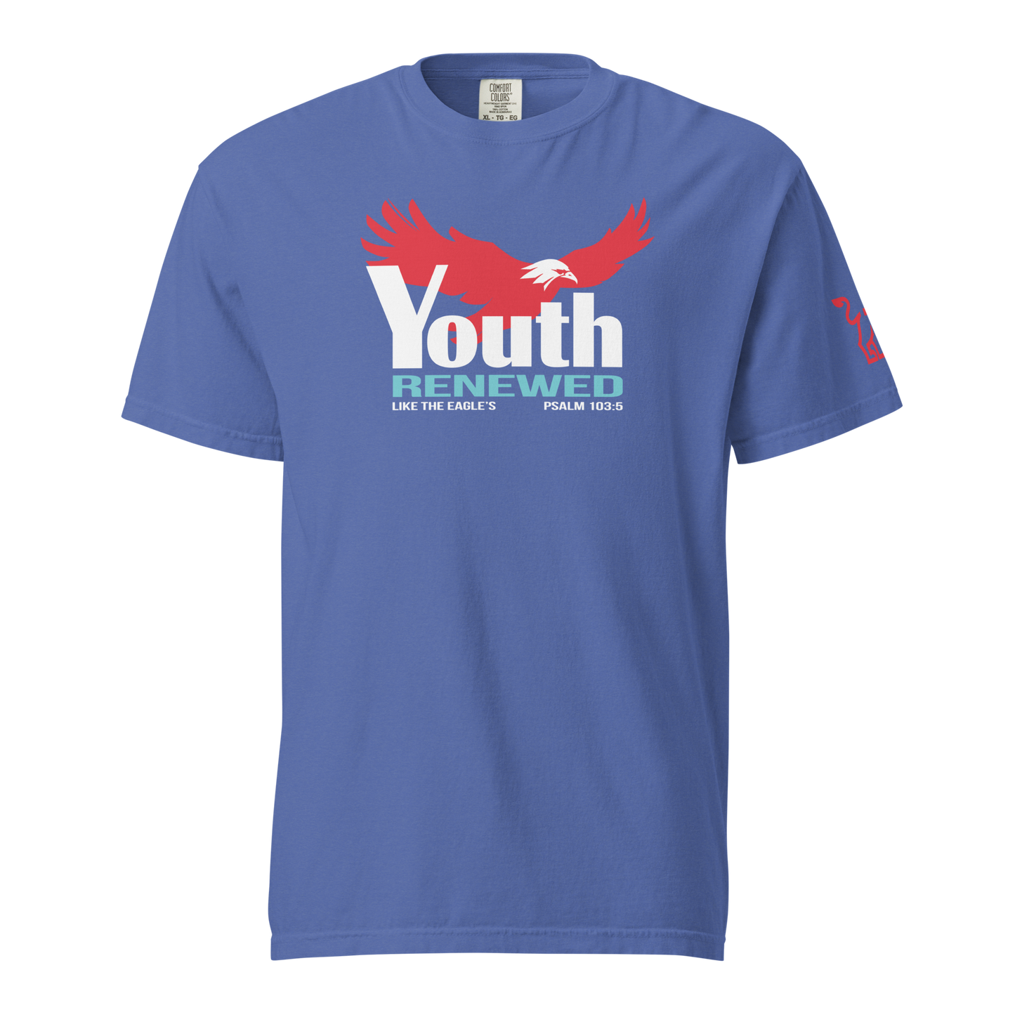Justified In Christ Youth Renewed Heavyweight T-Shirt | Psalm 103:5 Christian Tee