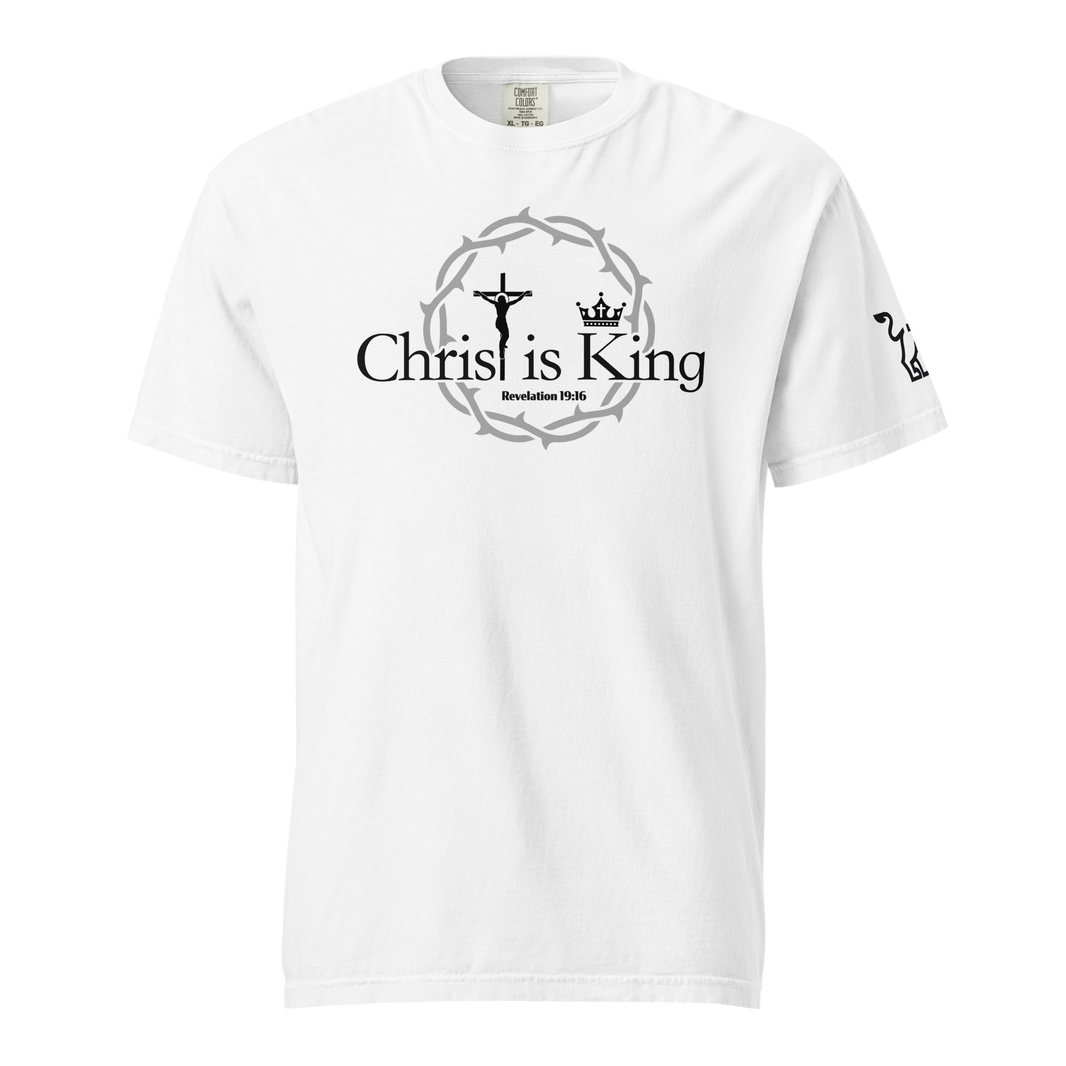 Justified In Christ Christ is King Heavyweight T-Shirt | Revelation 19:16 Christian Tee