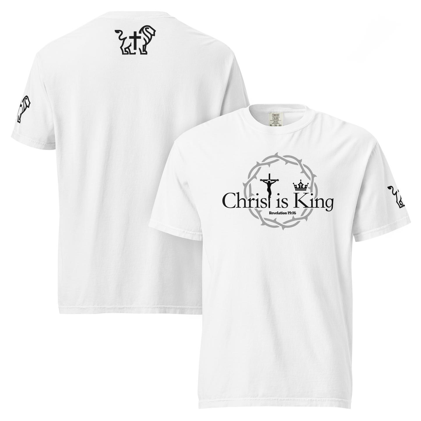 Justified In Christ Christ is King Heavyweight T-Shirt | Revelation 19:16 Christian Tee