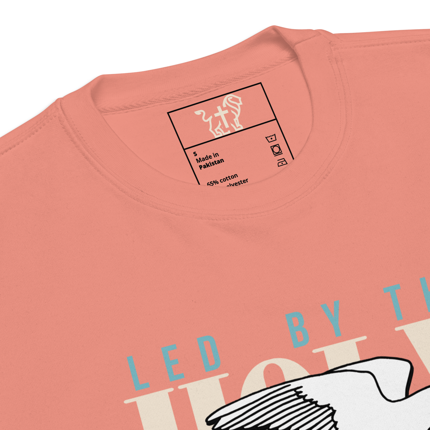 Justified In Christ Led by the Holy Spirit Rose Crewneck Sweatshirt | Galatians 5:18 Christian Apparel