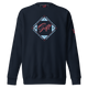Justified In Christ Divine Exchange Navy Crewneck Sweatshirt | 2 Corinthians 5:21 Christian Apparel