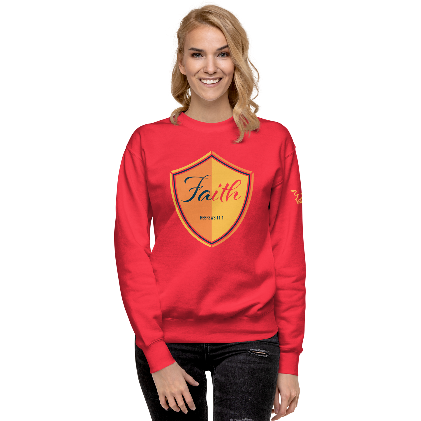 Justified In Christ Faith Crewneck Sweatshirt | Hebrews 11:1 Christian Apparel