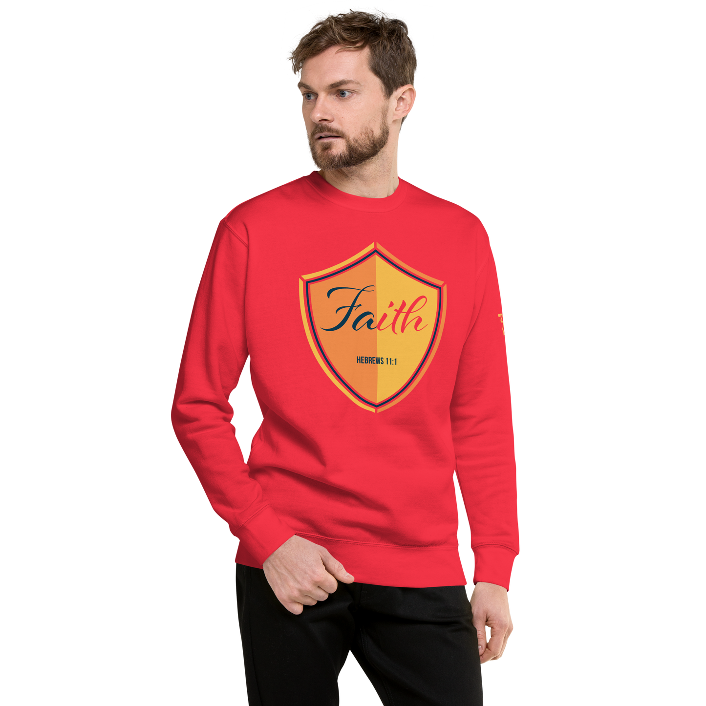 Justified In Christ Faith Crewneck Sweatshirt | Hebrews 11:1 Christian Apparel