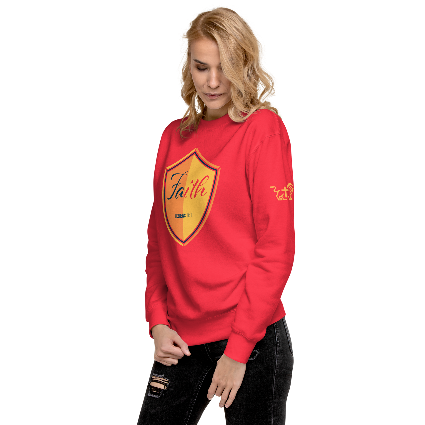 Justified In Christ Faith Crewneck Sweatshirt | Hebrews 11:1 Christian Apparel