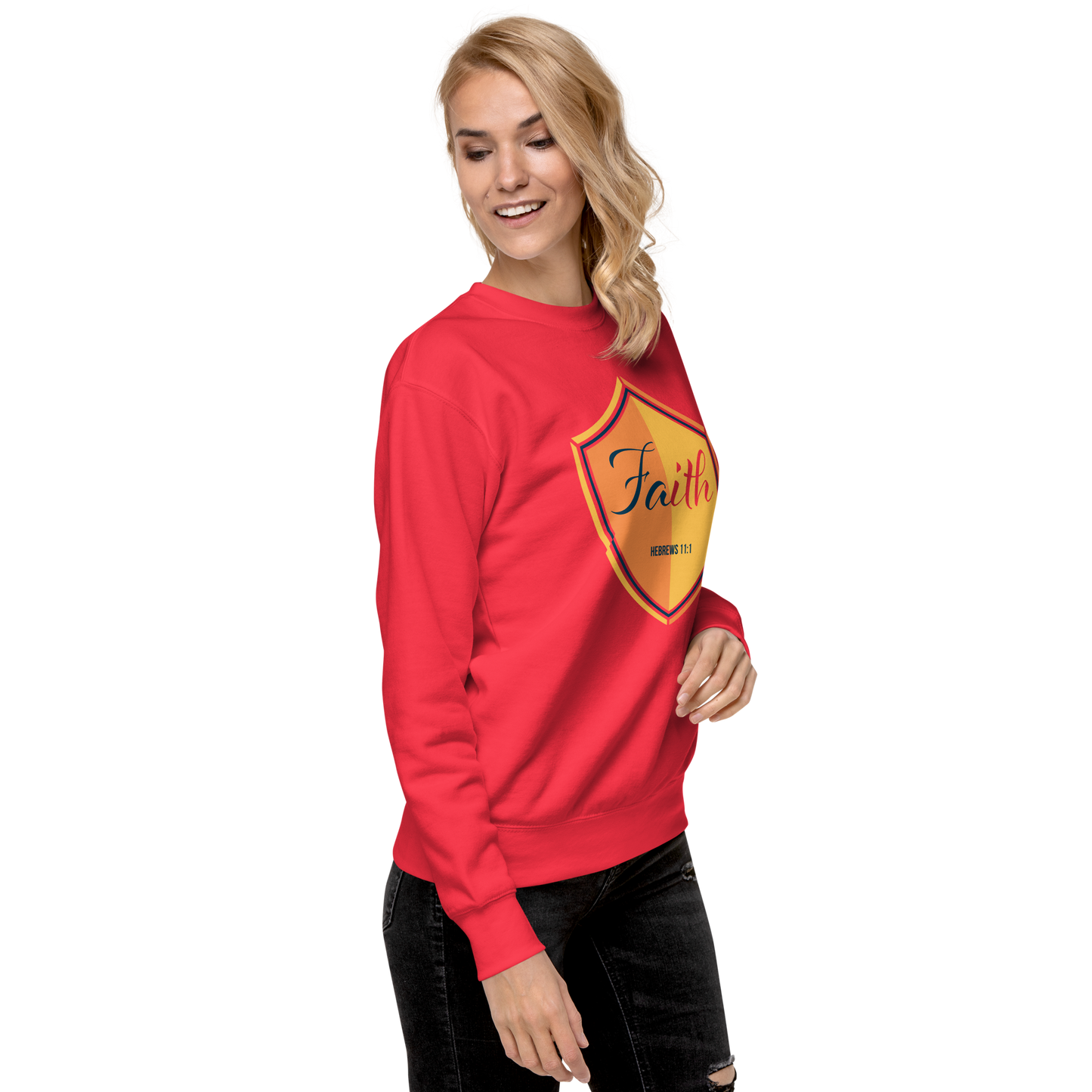 Justified In Christ Faith Crewneck Sweatshirt | Hebrews 11:1 Christian Apparel