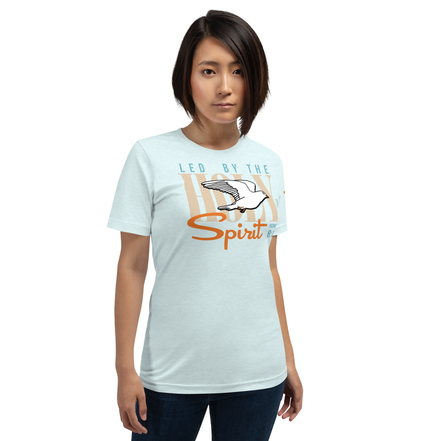 Justified In Christ Led by the Holy Spirit Blue T-Shirt | Galatians 5:18 Christian Tee