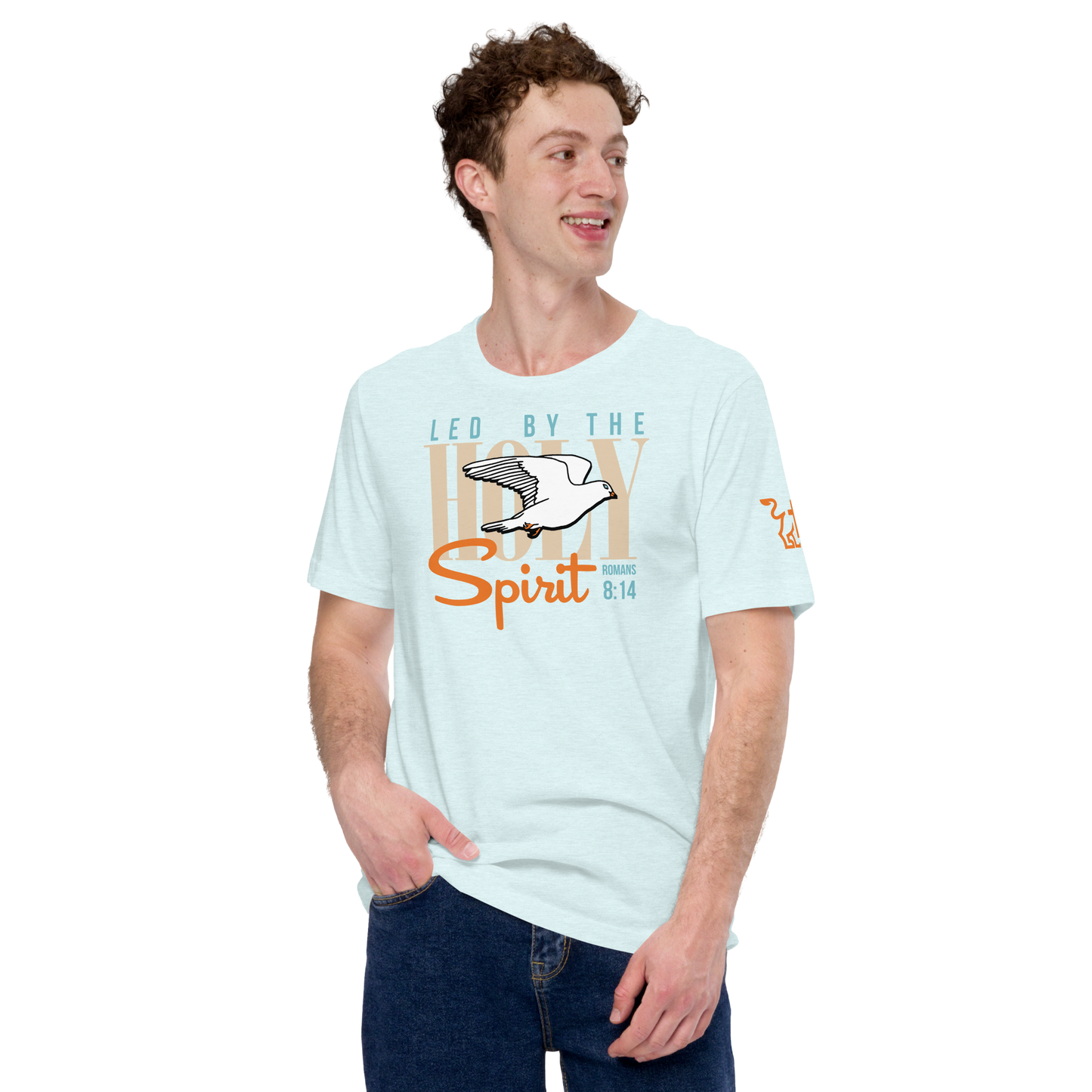 Justified In Christ Led by the Holy Spirit Blue T-Shirt | Galatians 5:18 Christian Tee