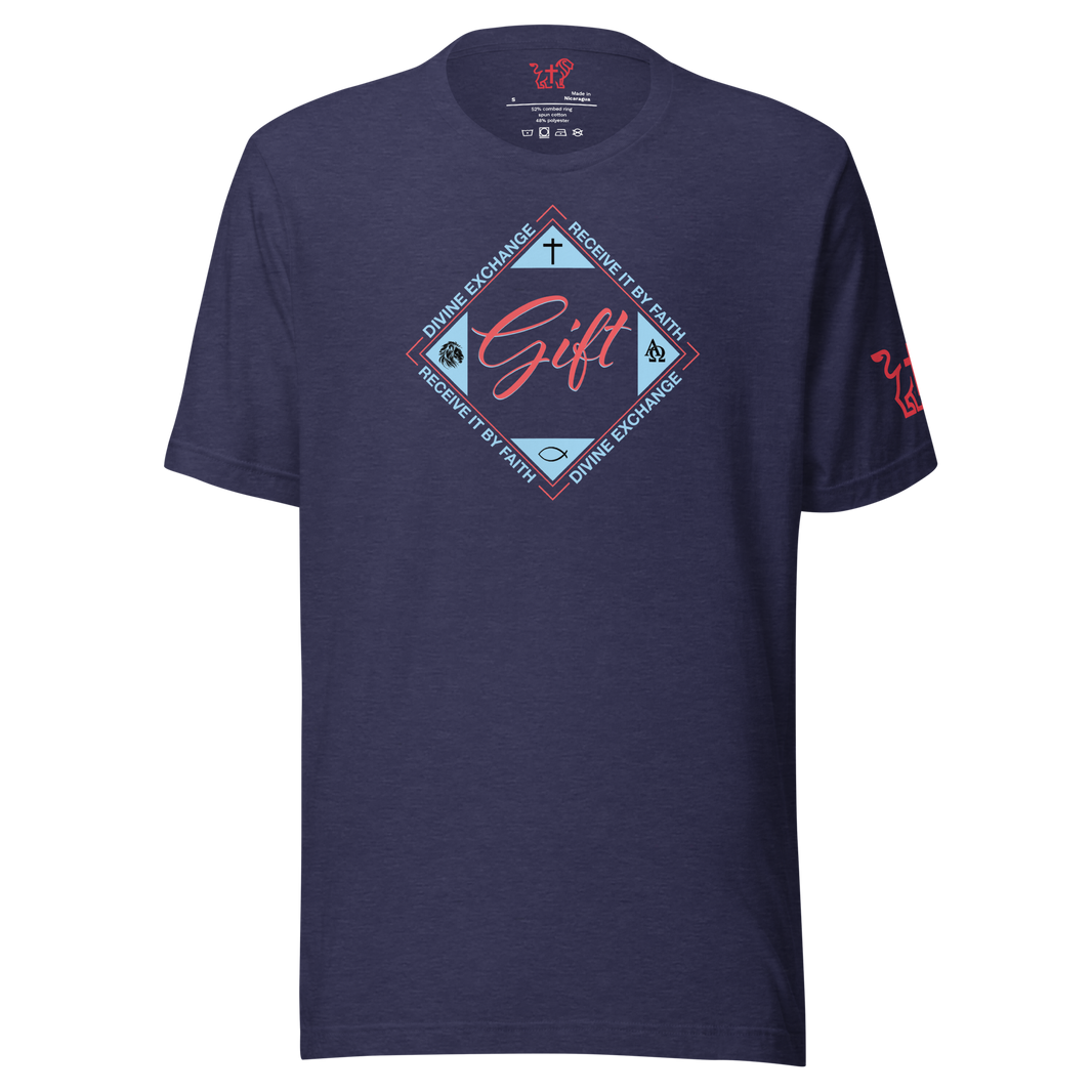 Justified In Christ Divine Exchange Navy T-Shirt | 2 Corinthians 5:21 Christian Tee