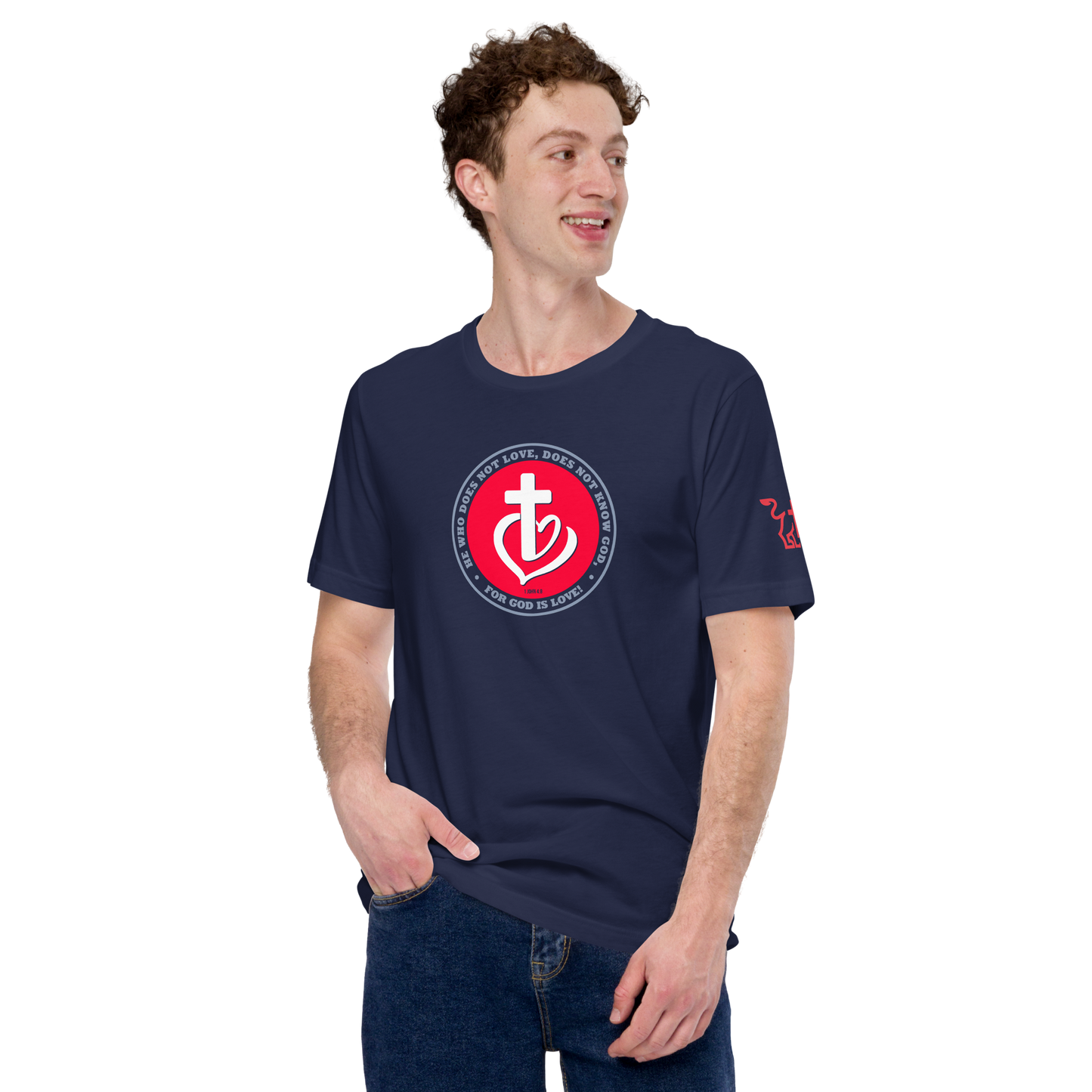 Justified In Christ God is Love T-Shirt | 1 John 4:8 Christian Tee
