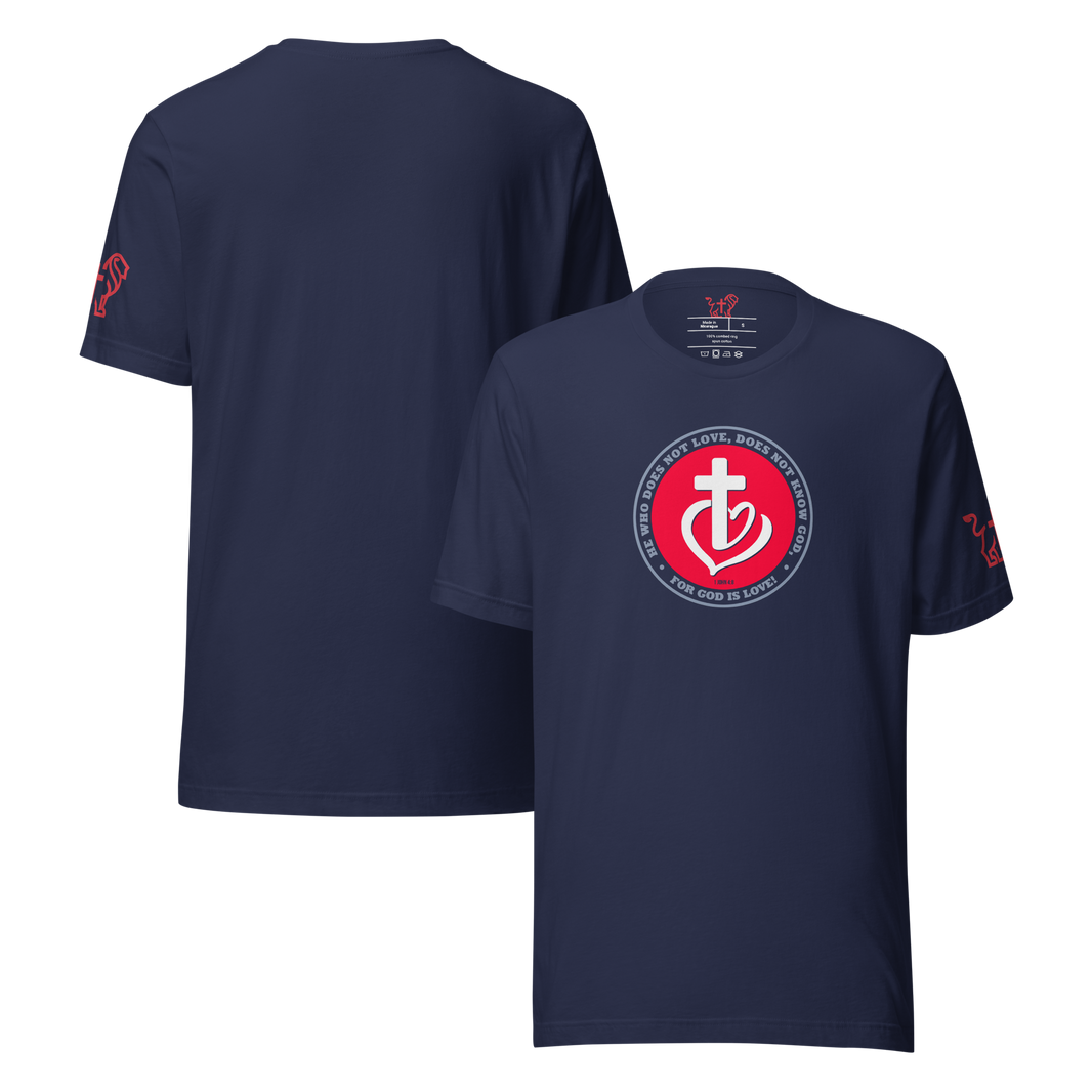 Justified In Christ God is Love T-Shirt | 1 John 4:8 Christian Tee