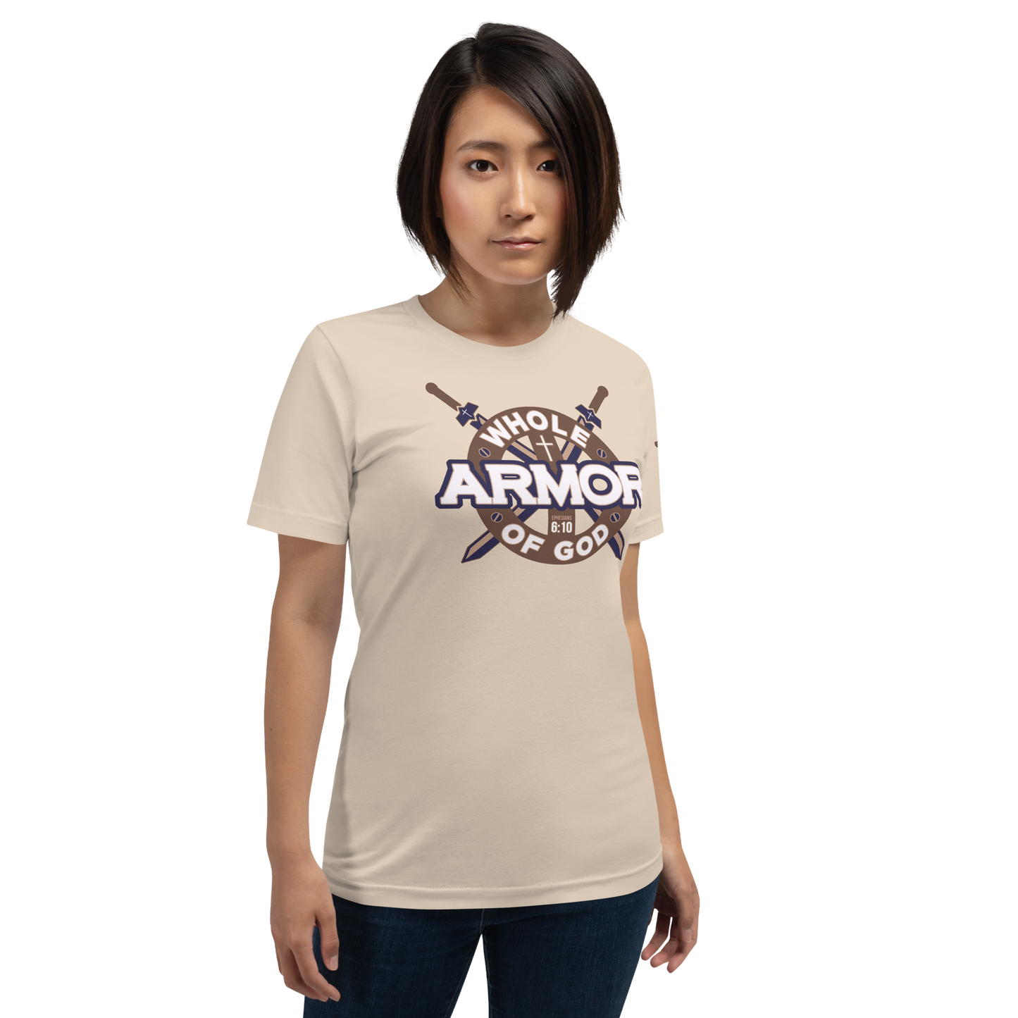 Justified In Christ Whole Armor of God T-Shirt | Ephesians 6:11 Christian Tee