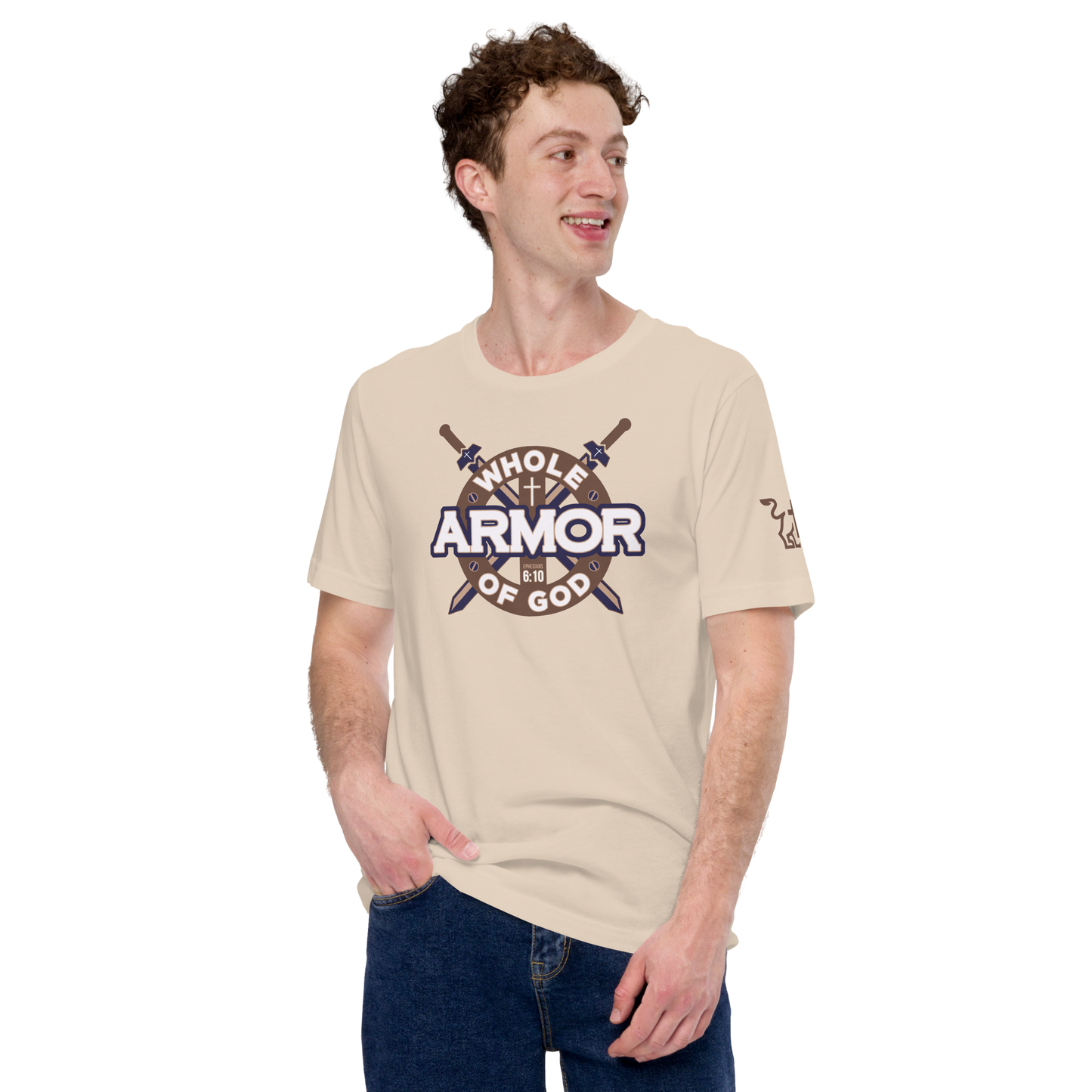 Justified In Christ Whole Armor of God T-Shirt | Ephesians 6:11 Christian Tee