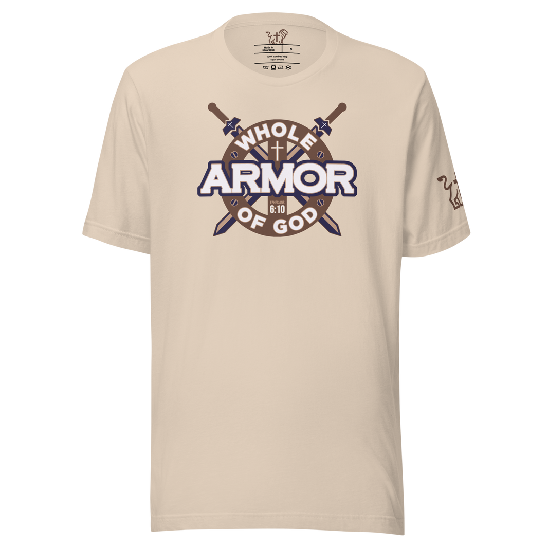 Justified In Christ Whole Armor of God T-Shirt | Ephesians 6:11 Christian Tee