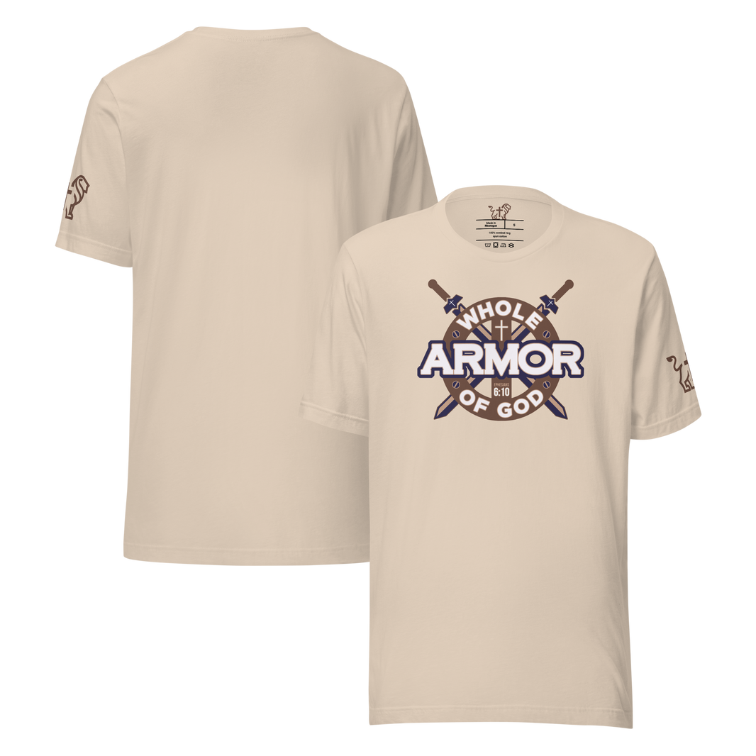 Justified In Christ Whole Armor of God T-Shirt | Ephesians 6:11 Christian Tee