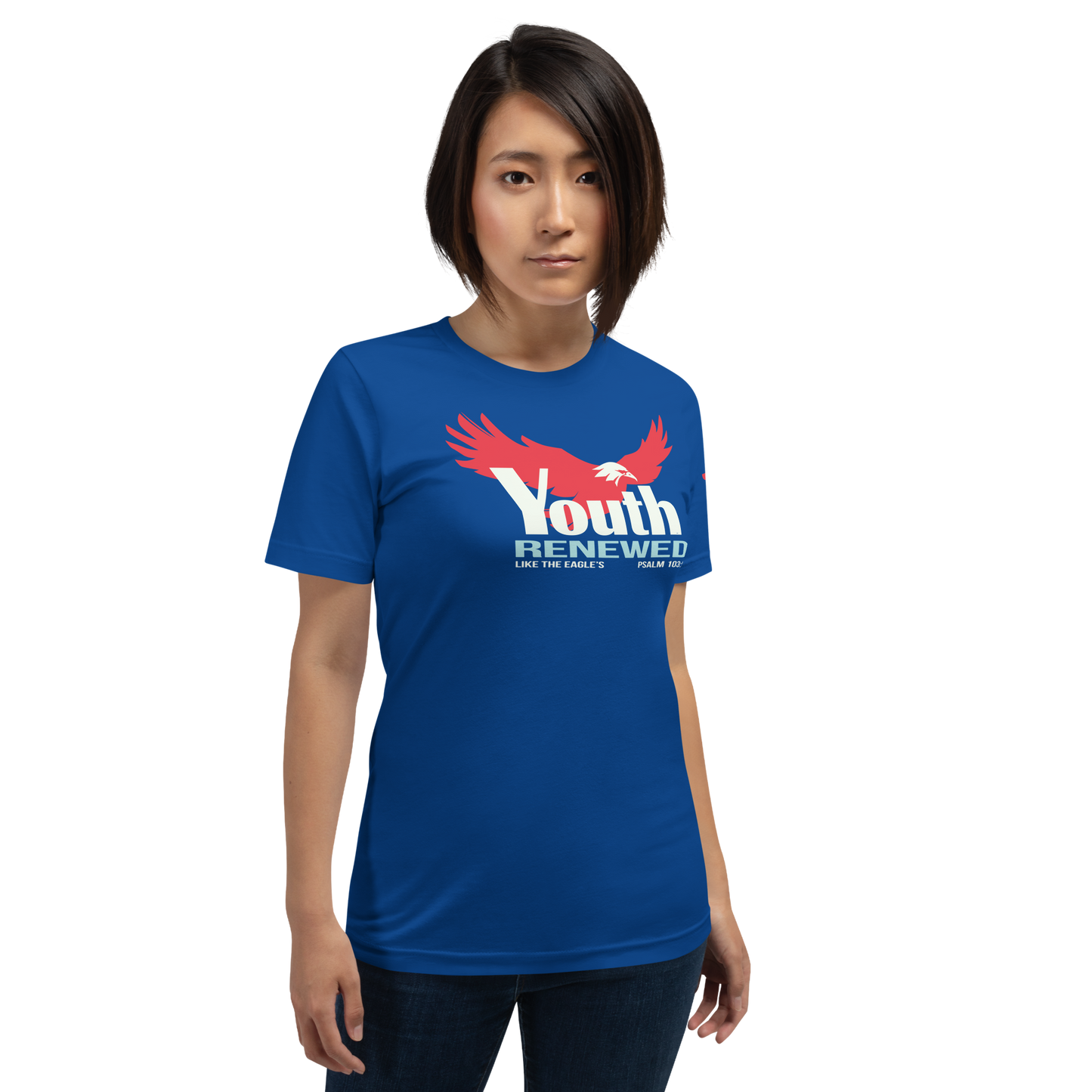 Justified In Christ Youth Renewed T-Shirt | Psalm 103:5 Christian Tee
