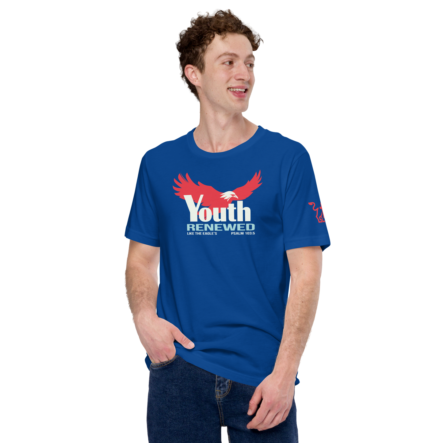 Justified In Christ Youth Renewed T-Shirt | Psalm 103:5 Christian Tee