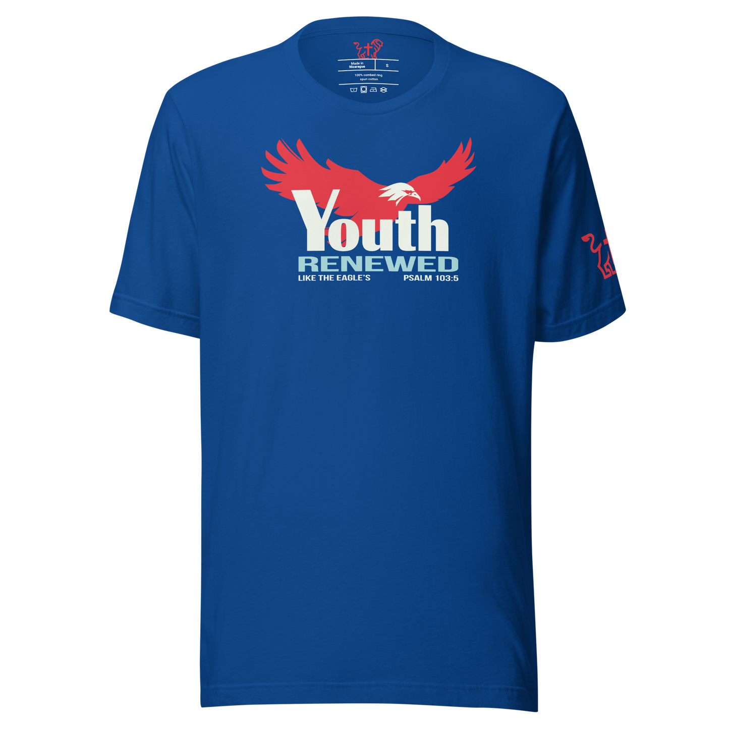 Justified In Christ Youth Renewed T-Shirt | Psalm 103:5 Christian Tee