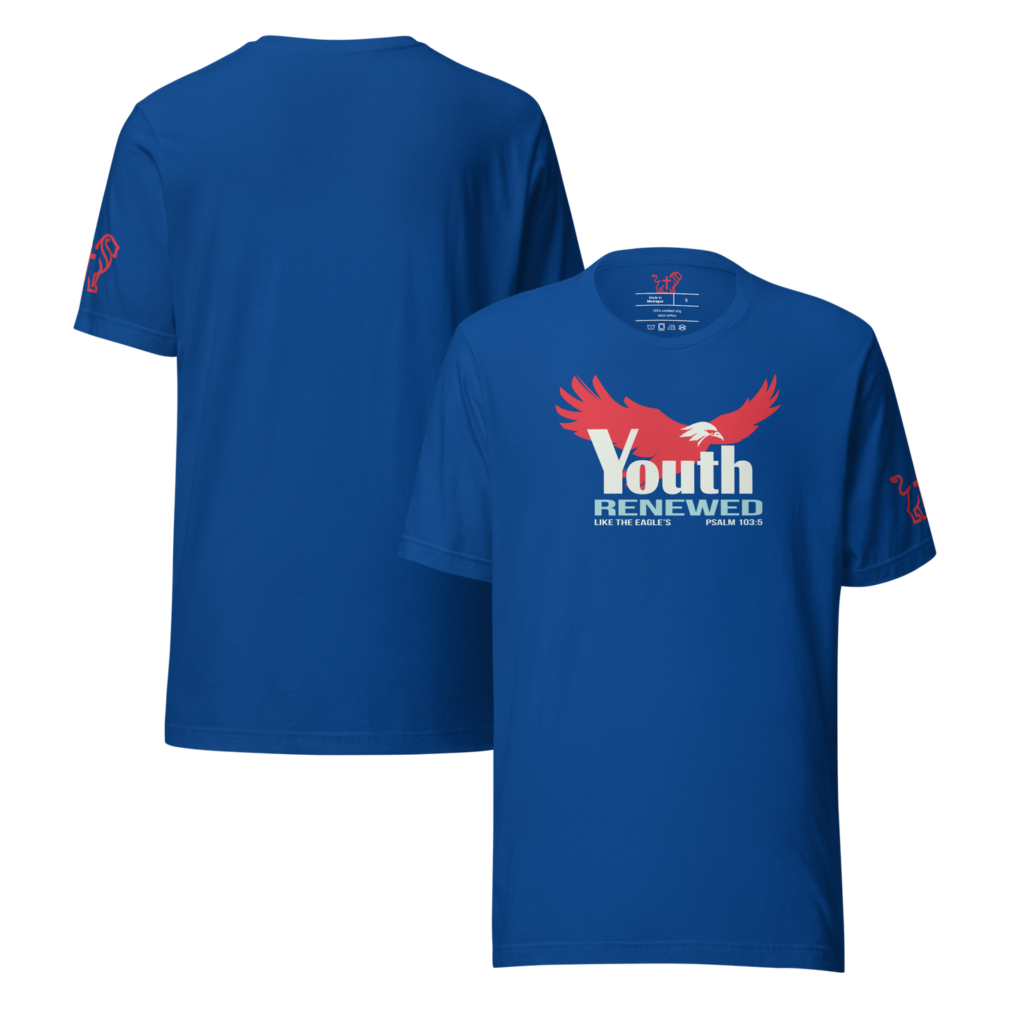 Justified In Christ Youth Renewed T-Shirt | Psalm 103:5 Christian Tee