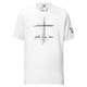 Justified In Christ Faith Hope Love White T-Shirt | 1 Corinthians 13:13 Christian Tee