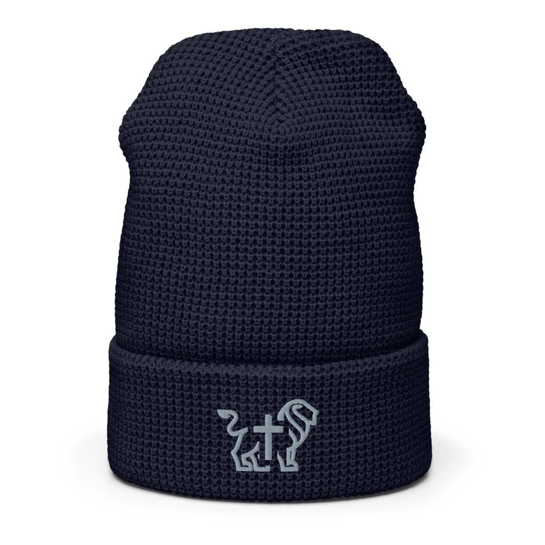 Justified In Christ Embroidered Beanie Navy | JIC Christian Winter Hat