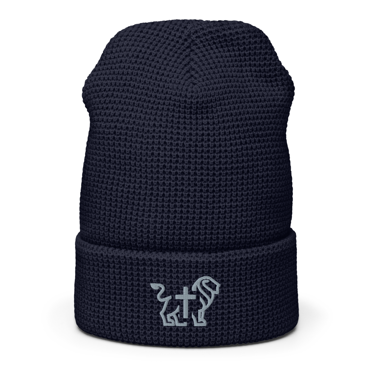 Justified In Christ Embroidered Beanie Navy | JIC Christian Winter Hat