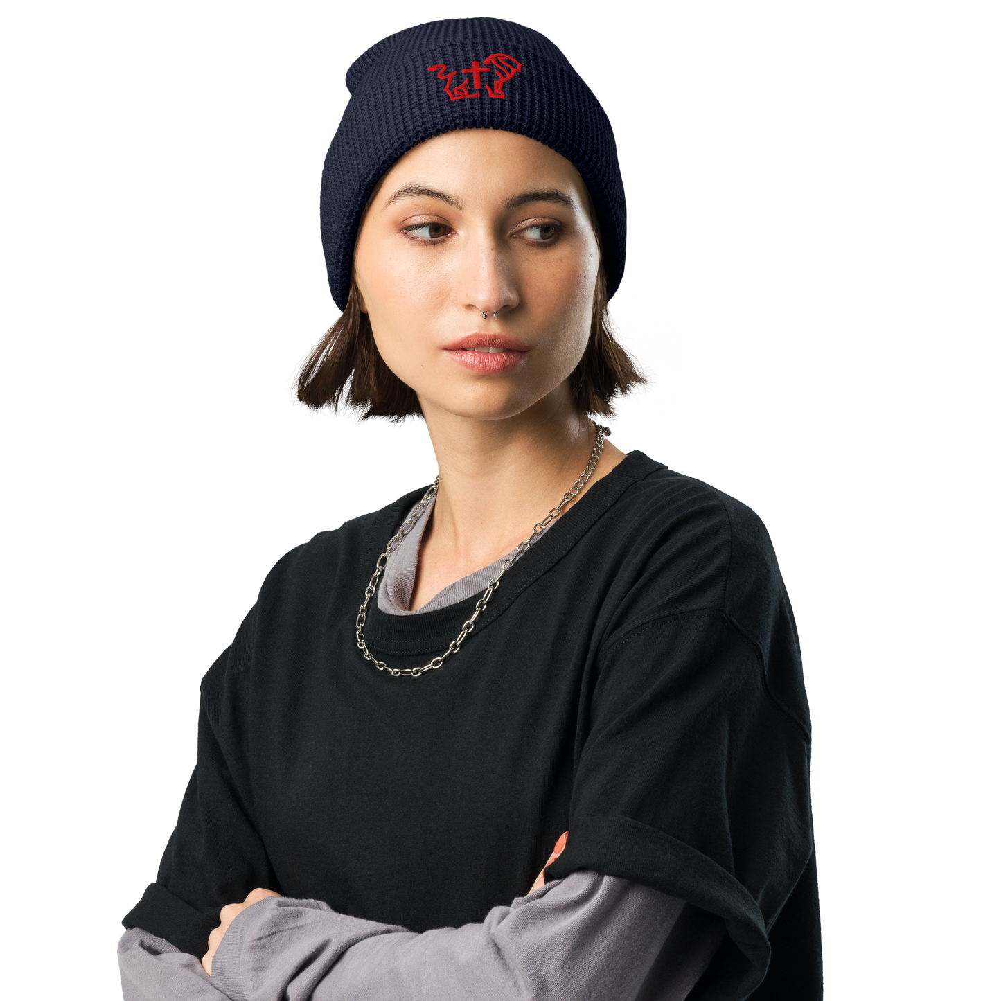 Justified In Christ Embroidered Beanie Navy Ii | JIC Christian Winter Hat