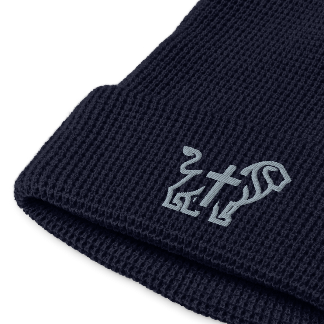 Justified In Christ Embroidered Beanie Navy | JIC Christian Winter Hat